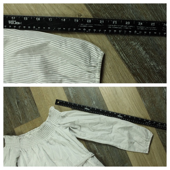 Women's Striped Smocked Off The Shoulder Tunic - Picture 4 of 8